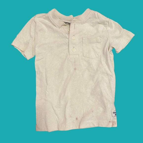 OshKosh B’gosh Toddler Boys Beige Henley Short Sleeve Tee (Size 2T) - Picture 2 of 7